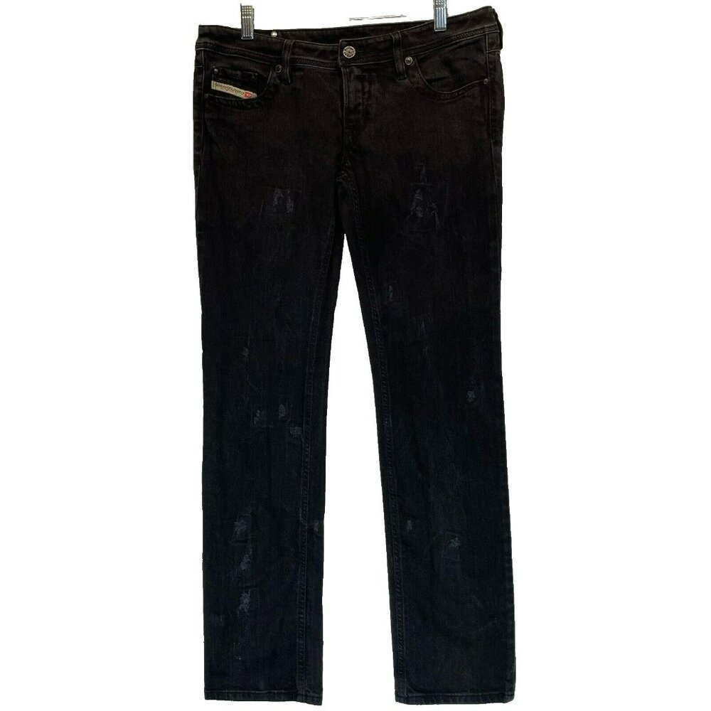 Diesel Jeans Womens 30x32 Lowky Low Rise Black Medium Wash Made Italy Stretch
